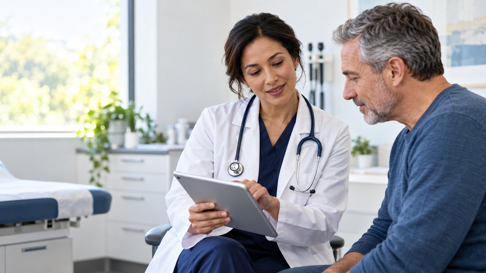 Clinician reviewing information with a patient